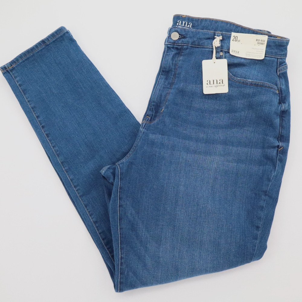 New A.N.A. Plus Size 20 Tall Mid Rise Skinny Jeans 33" Inseam Stretch Womens NWT - Picture 2 of 9